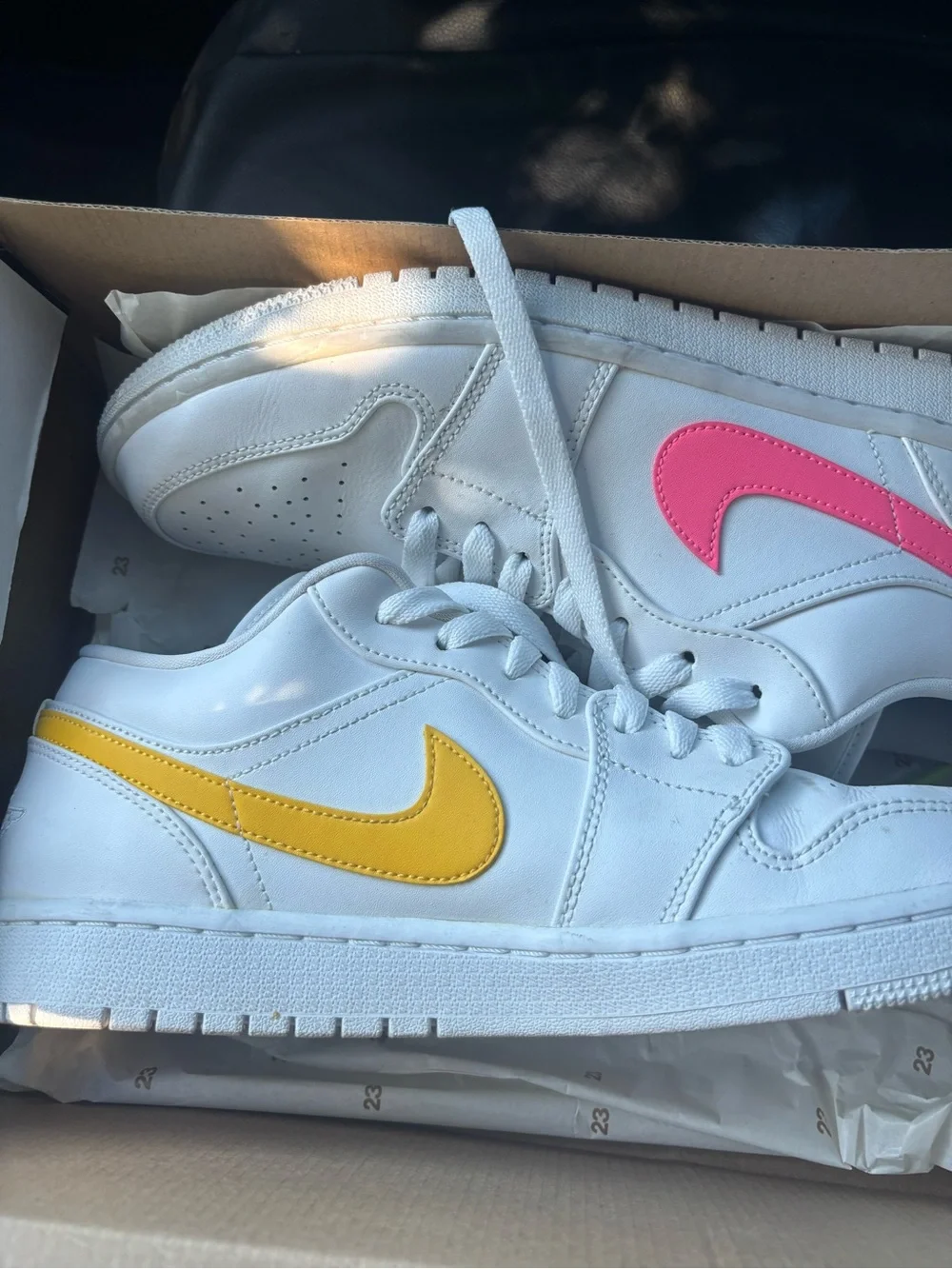Jordan Air Jordan 1 Low White Multi-Color Swoosh Men's Sneaker CW7033-100